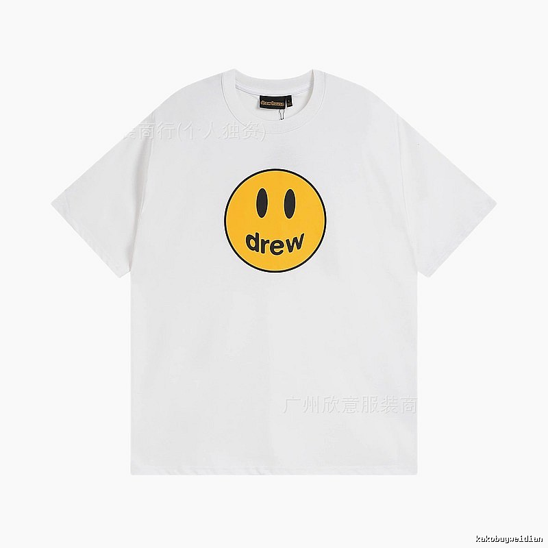 DREW Smiley Series Casual Style White Short-sleeve T-shirt