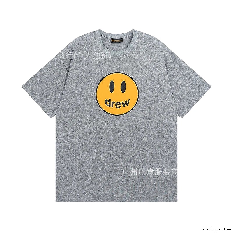 DREW Smiley Series Street Style Gray T-shirt