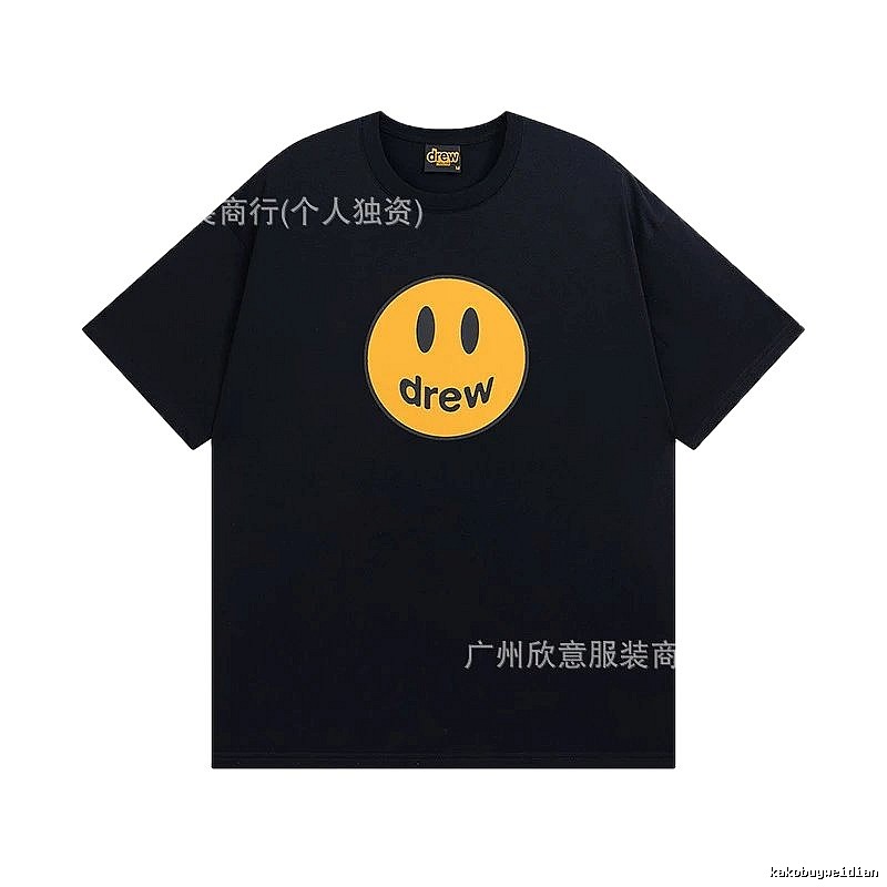 DREW Smiley Street Style Black Short-sleeve T-shirt