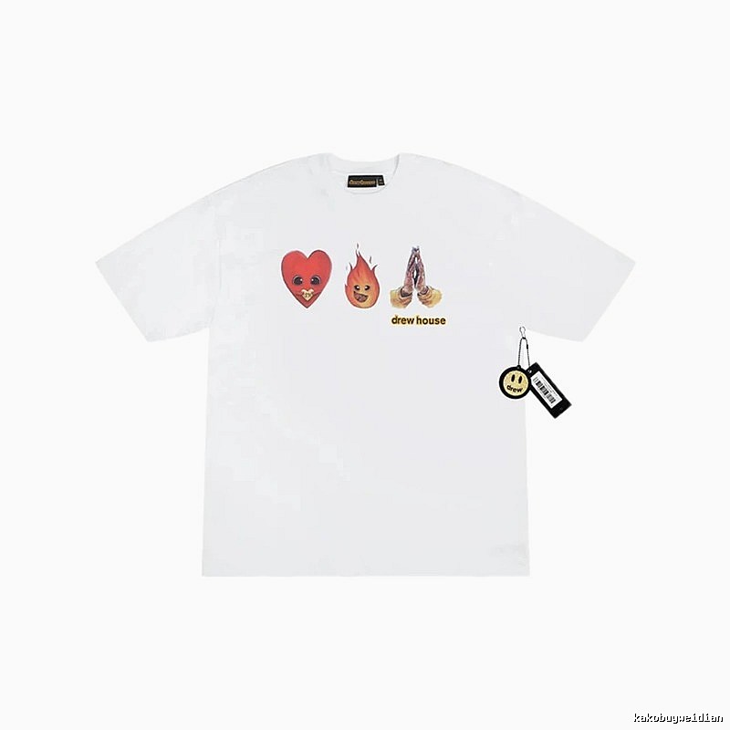 DrewHouse Heart Flame Print Street Style White T-shirt