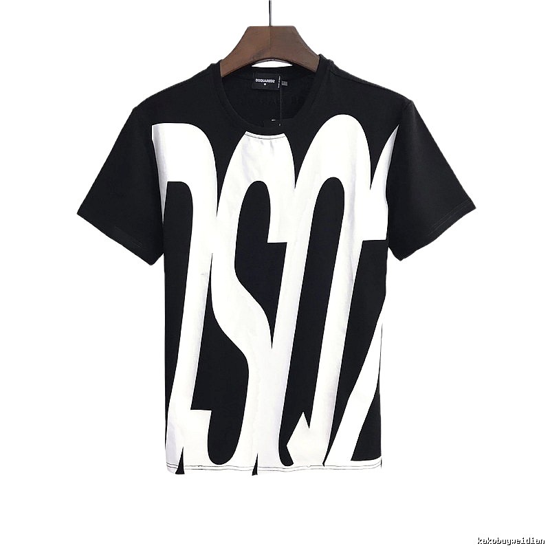DSQ Large Letter Street Style Black and White Short Sleeve T-Shirt