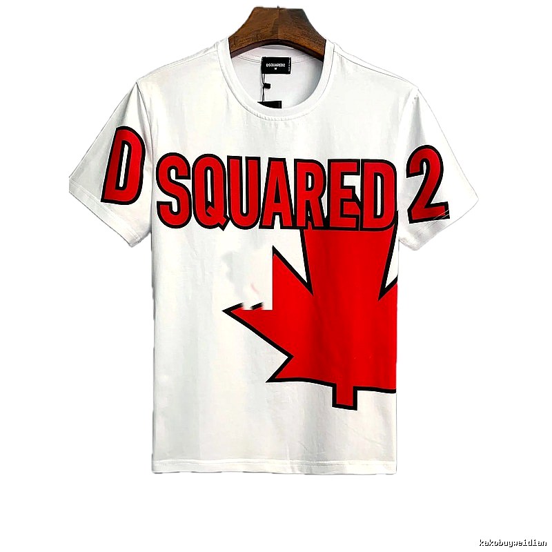 DSQUARED2 Maple Print Street Style White Short-sleeve T-shirt