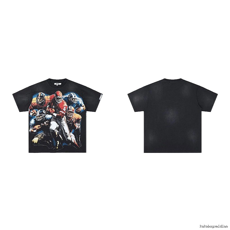 DUAA Rugby Print Retro Black T-Shirt