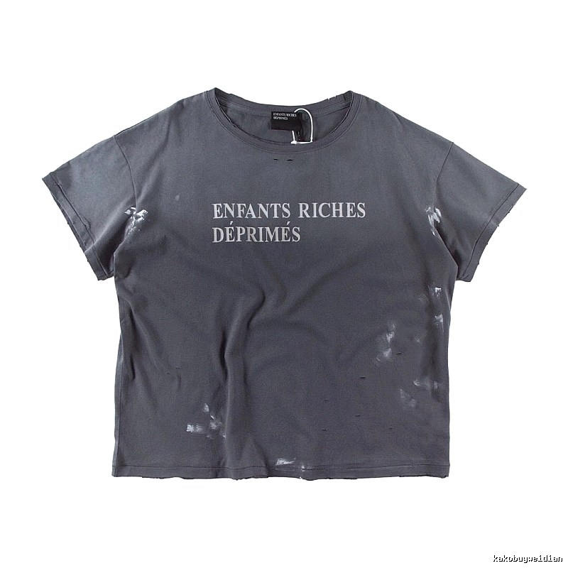 ERD Ink-splatter Distressed Vintage Style Gray Short Sleeve T-shirt