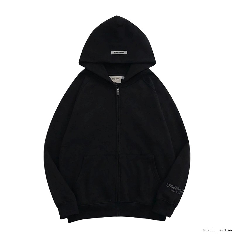 ESSENTIALS minimalist style black hoodie