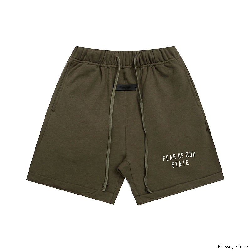 ESSENTIALS Sporty Military Green Shorts