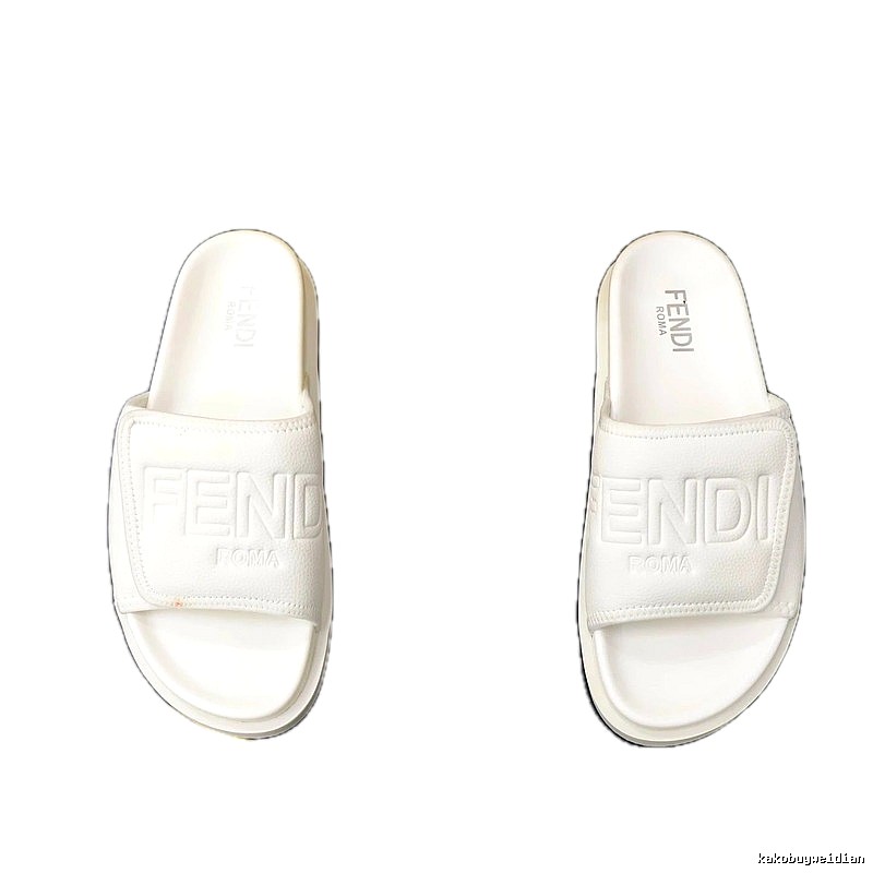 FENDI ROMA Collection Minimalist Style White Slide Sandals