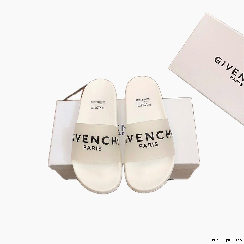 Givenchy Letter-Print Casual Style White Slide Sandals