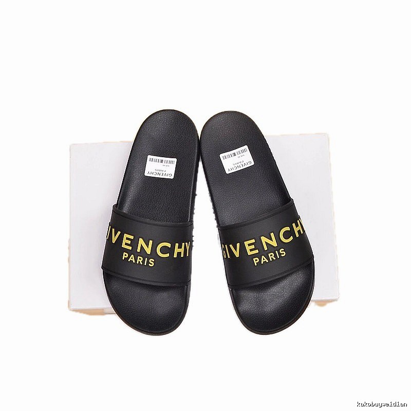 Givenchy Letter Print Streetwear Style Black Slides