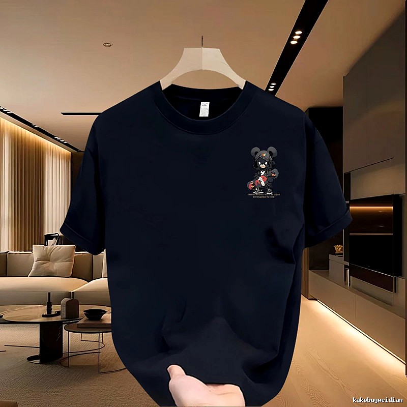 Gloomy Bear Cool Streetwear Style Navy Blue Short-sleeve T-shirt