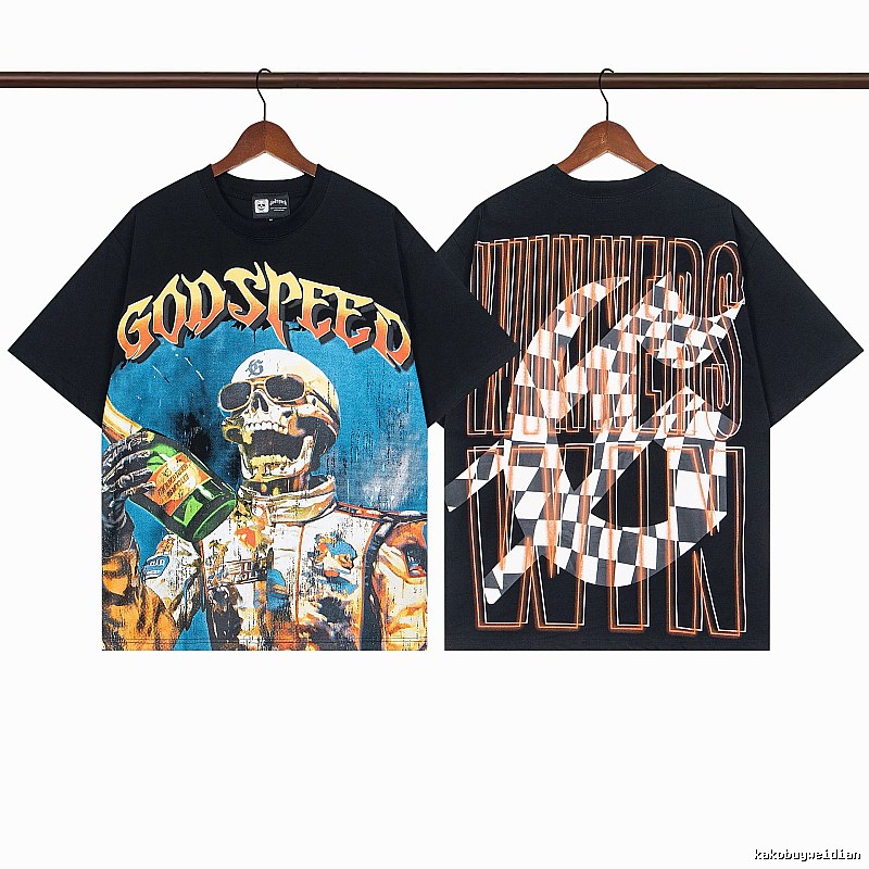 Godspeed Skull Print Street Style Black T-Shirt