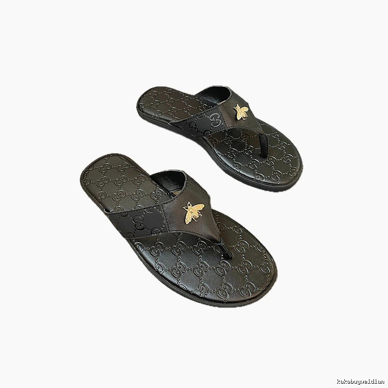 Gucci Bee Series Light Luxury Style Black Flip-Flops