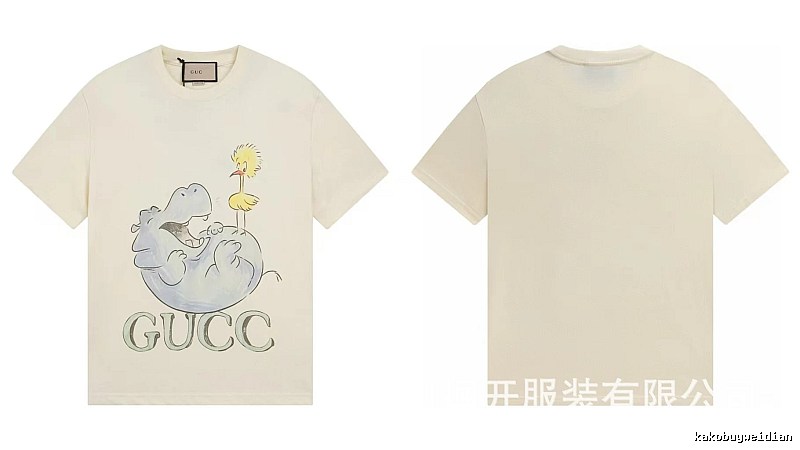 Gucci Cartoon Hippo Casual Off-white T-shirt
