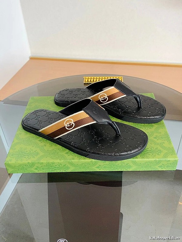 Gucci Double G Series Casual Style Black Flip-Flops