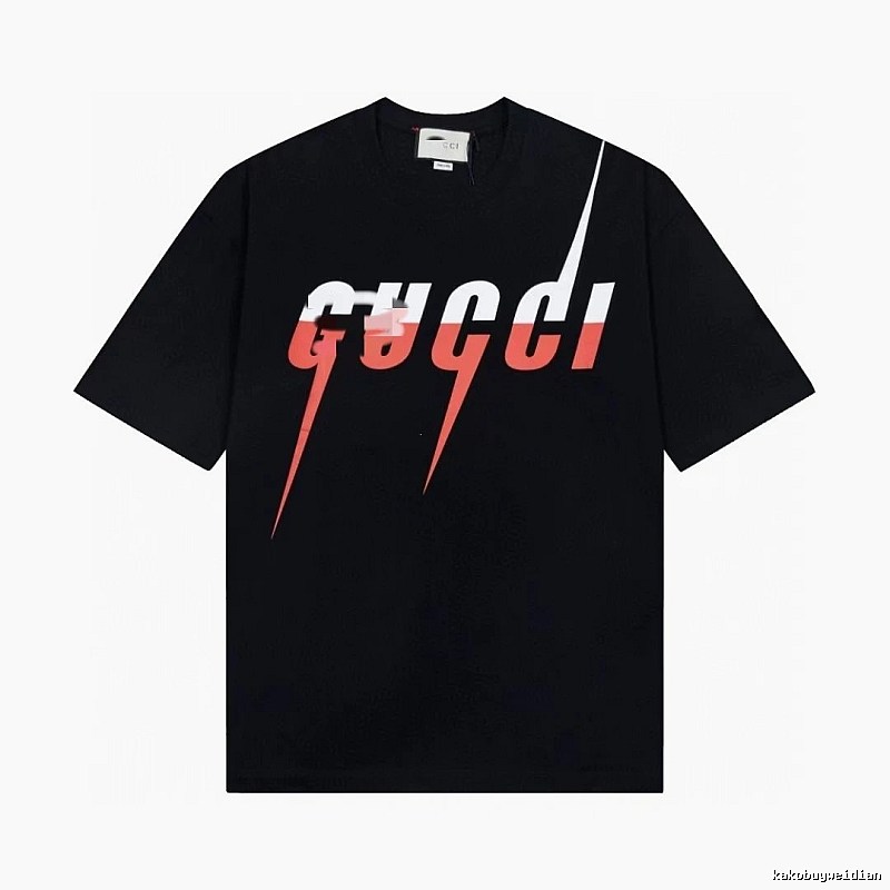 Gucci Lightning Print Trendy Style Black T-Shirt