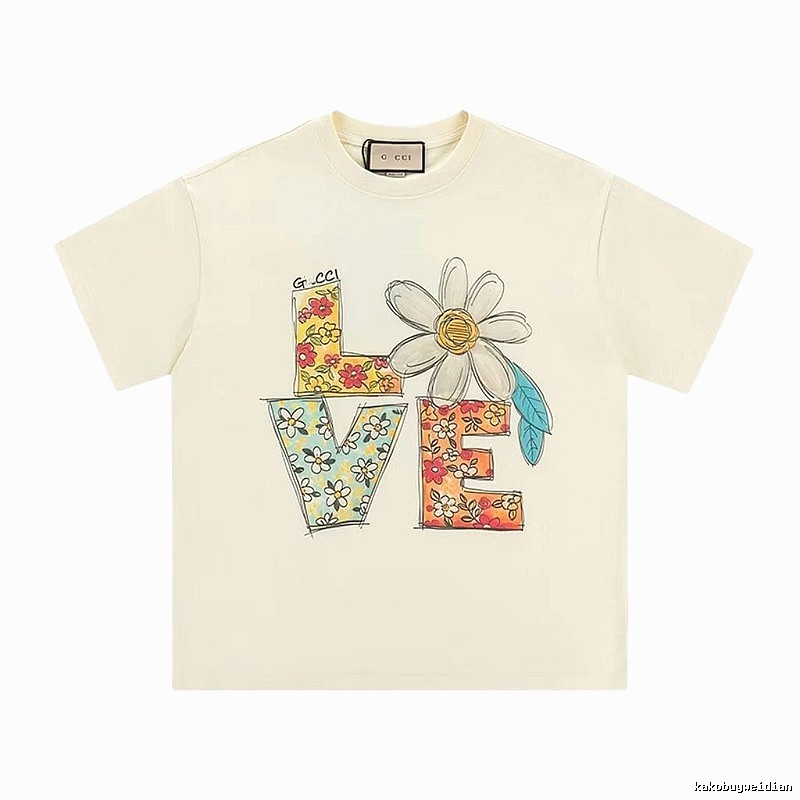 Gucci LOVE Floral Casual Off-white Short-sleeve T-shirt