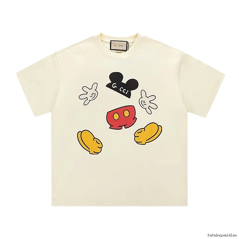 Gucci x Mickey Mouse Co-branded Fun Trendy Style Off-white T-shirt