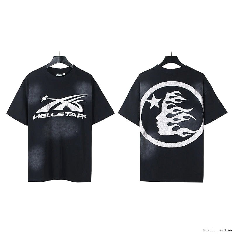 Hellstar Flame Print Street Style Black T-Shirt