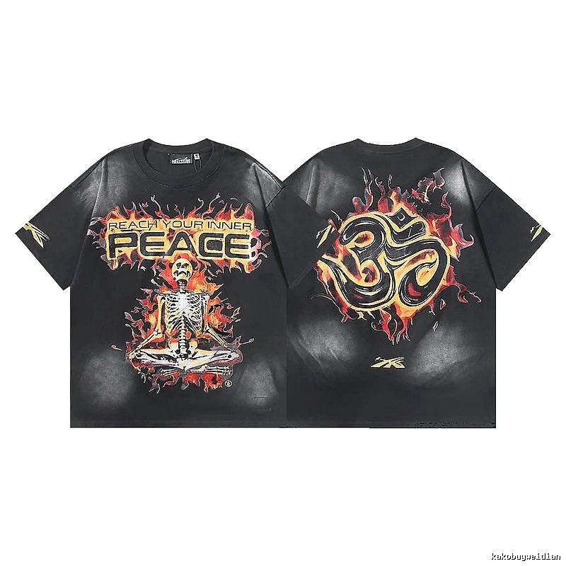 Hellstar Flame Skull Street Style Black T-Shirt