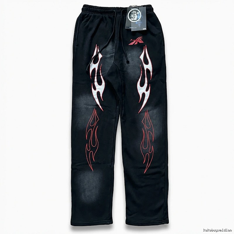 Hellstar Flame Wind Black Sweatpants