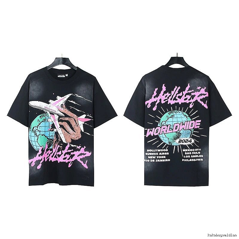 Hellstar Global Print Street Style Black T-Shirt