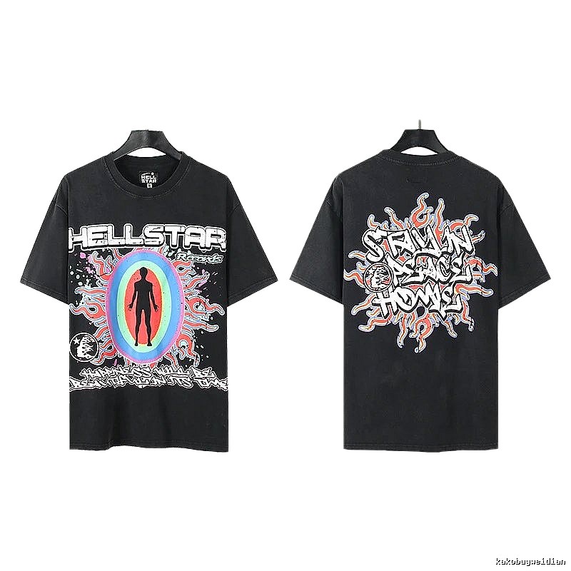 Hellstar Human Figure Print Street Style Black T-Shirt