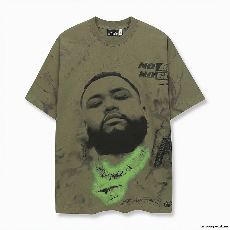 Hellstar Retro Style Olive Green T-shirt