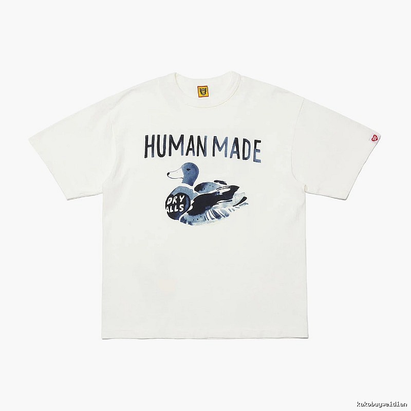 HUMAN MADE Duck Print Vintage Style Off-white Short Sleeve T-shirt
