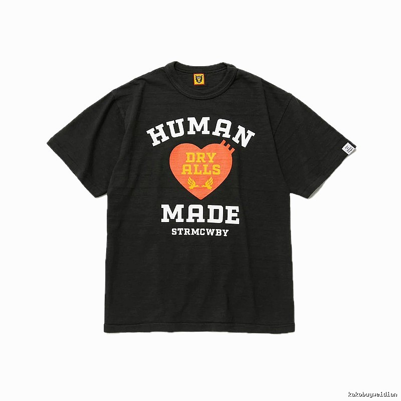 HUMAN MADE Heart Print Vintage Style Black T-Shirt