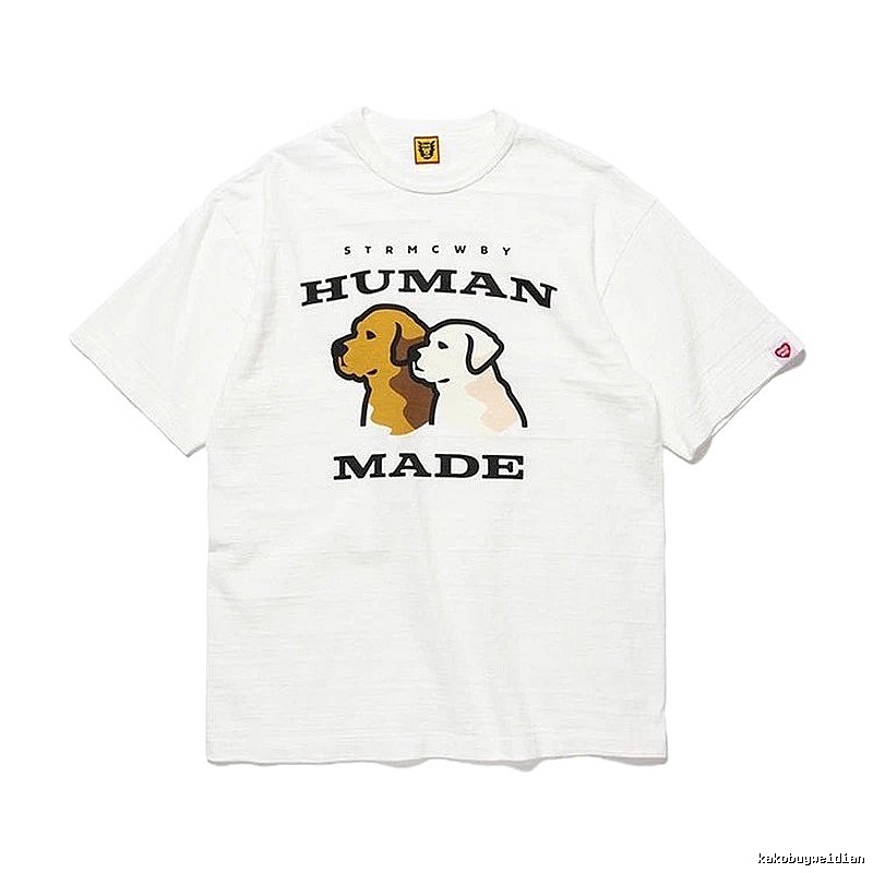 HUMAN MADE Two-Dog Print Japanese Streetwear White T-Shirt