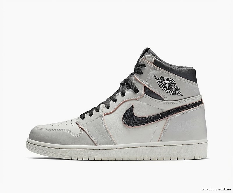 Jordan AJ1 High-Top Gray and White Athletic Shoes