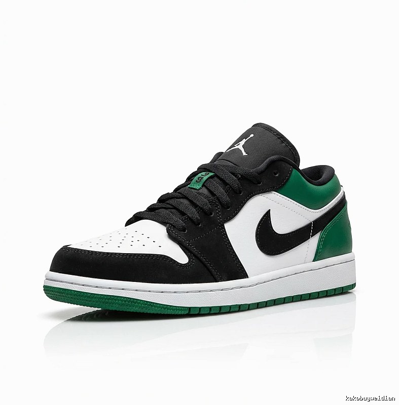 Jordan AJ1 Low Black-White-Green Trendy Sneakers