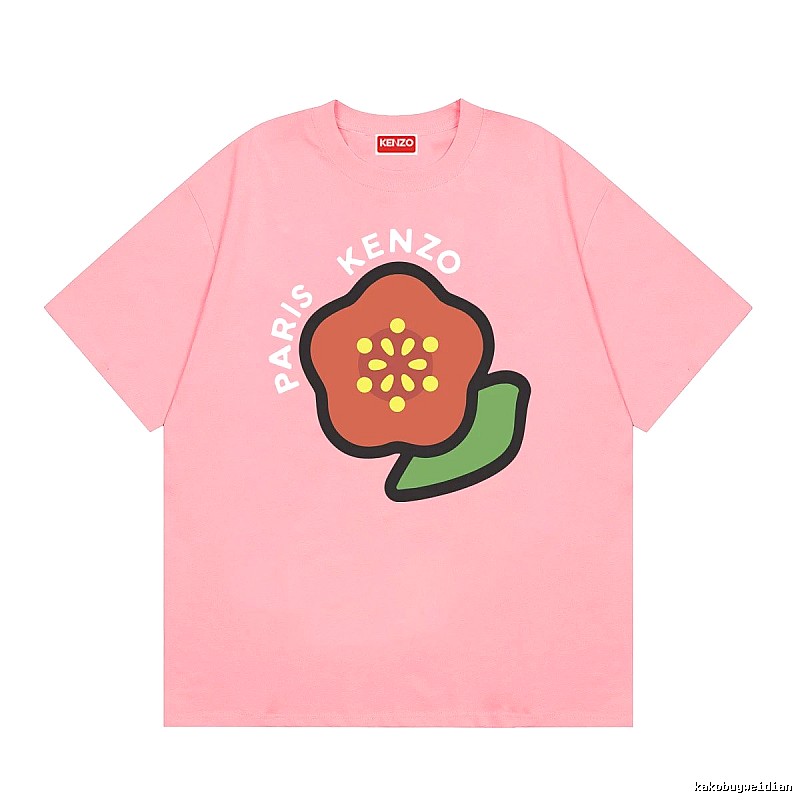 KENZO Crabapple Blossom Print Casual Pink Short Sleeve T-Shirt