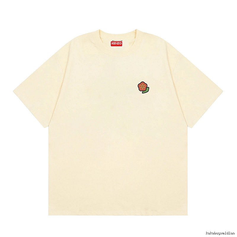 KENZO Embroidered Little Flower Casual Style Off-white T-shirt