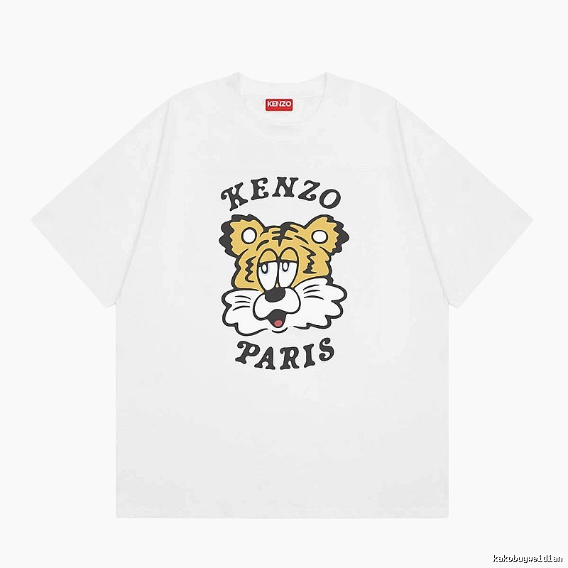 KENZO Tiger Head Casual Style White Short Sleeve T-Shirt