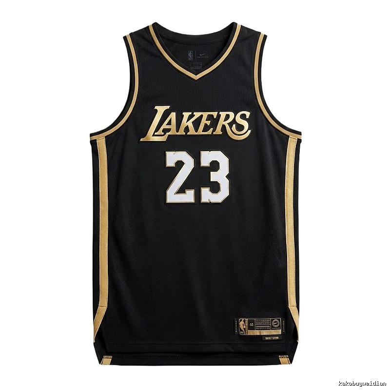 LBJ Lakers black and gold basketball uniform