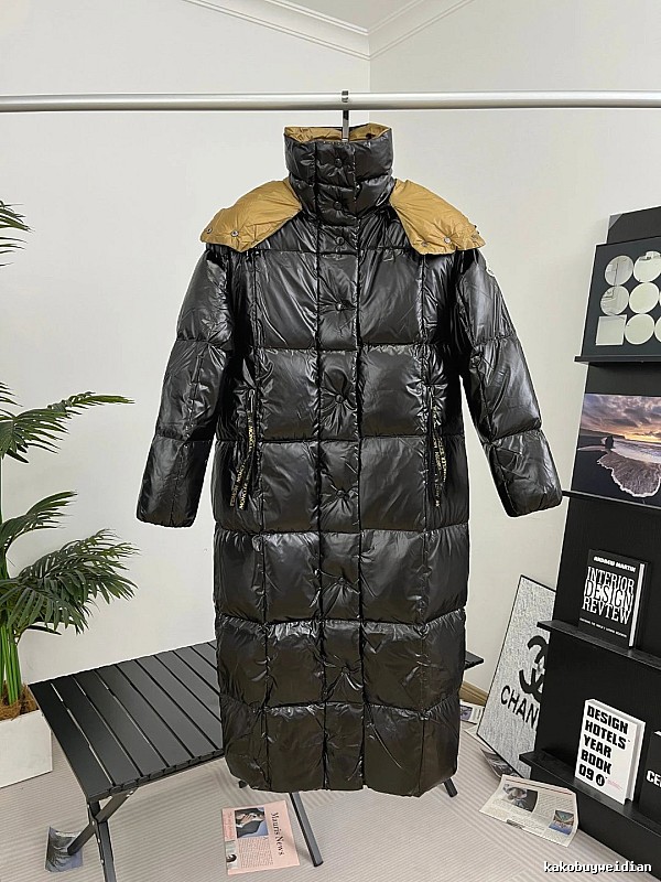 Long Puffer Coat in Black by Moncler