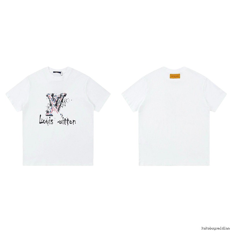 Louis Vuitton Graffiti Collection Street Style White T-shirt