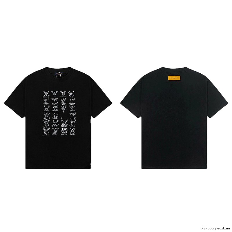 Louis Vuitton Graffiti Trend Style Black Short Sleeve T-Shirt
