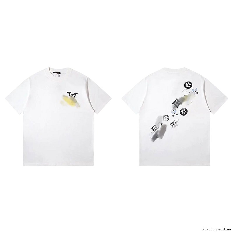 Louis Vuitton Monogram Printed Trendy White Short-sleeved T-shirt