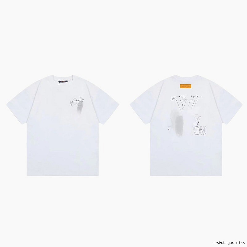 Louis Vuitton Trendy Line-drawing Style White Short-sleeve T-shirt