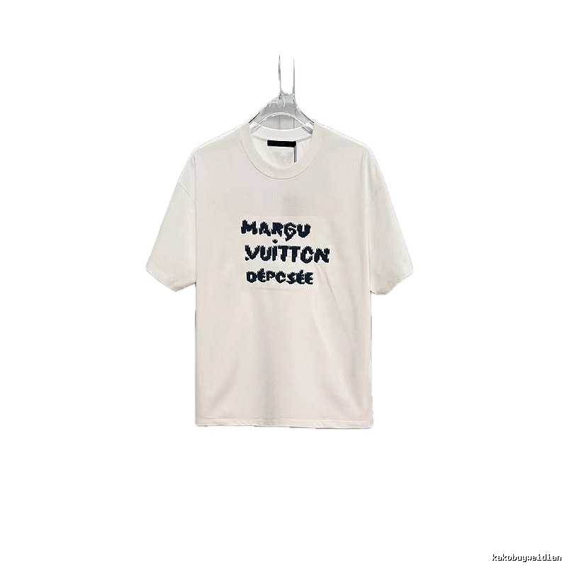 Louis Vuitton Trendy Style Embroidered White T-Shirt