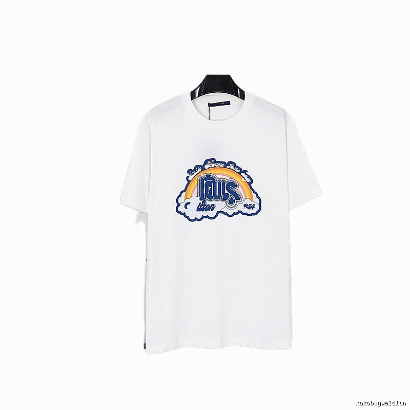 Louis Vuitton Vintage-style Rainbow Print White T-Shirt