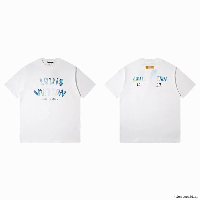 Louis Vuitton Watercolor Graffiti Style White T-Shirt