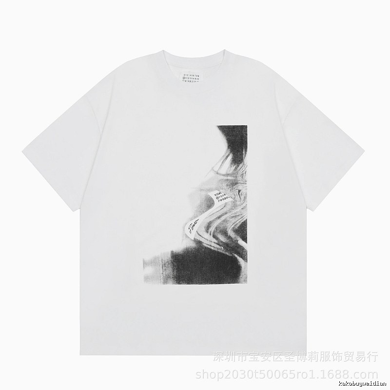 Maison Margiela Abstract Ink-wash Style White Short-sleeve T-shirt