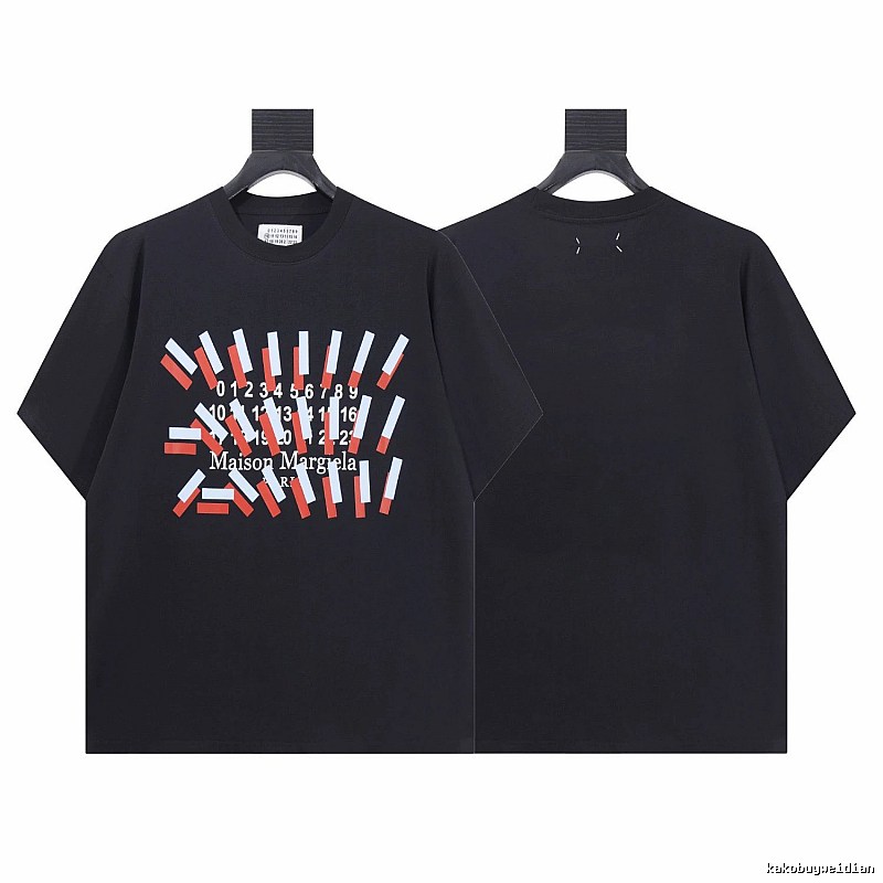 Maison Margiela Digital Printed Streetwear Black T-Shirt