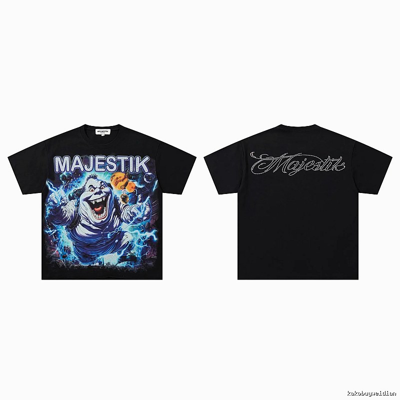 MAJESTIK Ghost Print Street Style Black T-Shirt