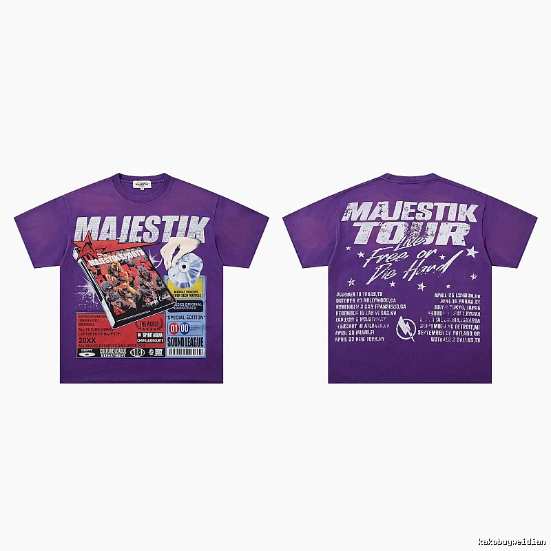 MAJESTIK Tour Vintage Style Purple Short Sleeve T-shirt