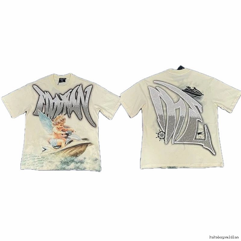 Mixed Emotion Off-white Street-style Angel Print T-shirt