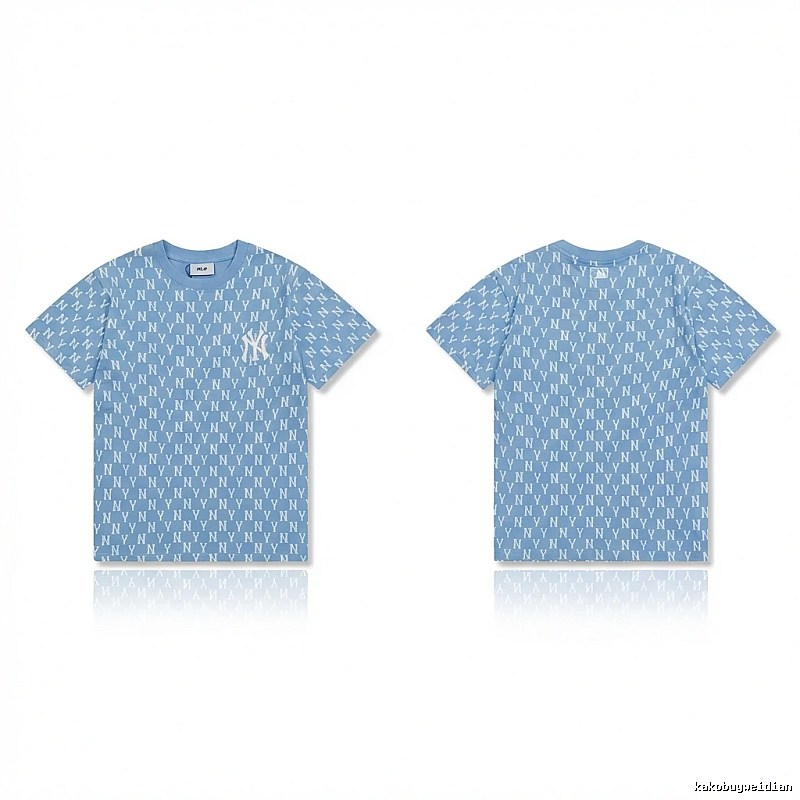 MLB full - print style light blue T - shirt